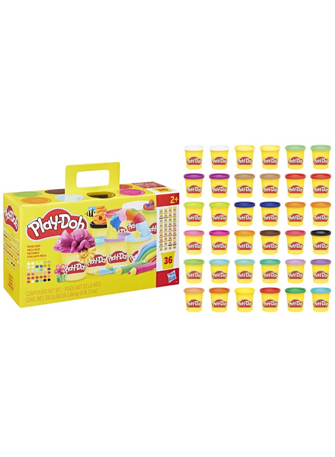 Play-Doh 36 حزمة ميغا، علب سعة 3 أونصات، هدايا حفلات وألعاب فنية وحرفية للأطفال من عمر 2 سنوات وما فوق، ألوان متنوعة، مركب تشكيل - Image 3